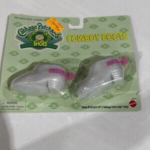 Vintage Cabbage Patch Kids Shoes Cowboy Boots Mattel 1996 White Boots Pink Spur